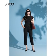 Quần công sở nữ đen dáng baggy SIXDO (Black Woven Baggy Pants)