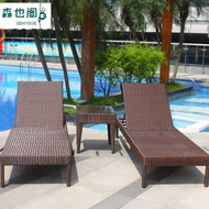Outdoor Lounge Chair Poolside Rattan Lounge Chair Beach Relaxation Chair Beach