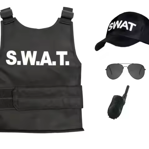 Kinderen Politie Swat Kogelvrij Vest & Swat Muts Muts Kostuum Kostuum 3-9 Jaar Kinderen Politieagent