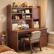 Drawer Student Bookshelf Integrated Writing Desk Desk with Bookcase Household Desk Solid Wood Study 