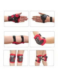 6入組兒童護膝護肘護腕防護套裝,適用於滑輪溜冰滑板腳踏車運動配件
