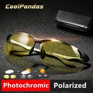 CoolPandas Photochromic Aluminum Magnesium Sunglasses Polarized Men Day Night Safety Driving Sun Glasses Male Anti-Glare Lens