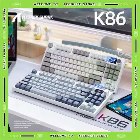 Attack Shark K86 75% Layout RGB Wireless Mechanical Keyboard Bluetooth 2.4G Triple-Mode Hot-Swappabl