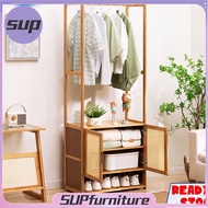 Supfurniture Nordic Style Bedroom Hanger Standing Drying Clothes Bamboo Storage Laundry Rack Tqmp 2E