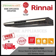 Rinnai RH-S3059-PBW Sleek &amp; Stylish Matt Black Design LED Slimline Hood + 1 Year Local Warranty