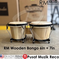 RM Wooden Bongo 6in + 7in Wood Bongo Drum 6" + 7" Alat Muzik Percussion Nasyid