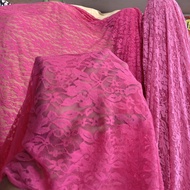PINK FANTA SPANDEX BROCADE FABRIC GARMENT REMAINS - SPANDEX BROCADE FABRIC - KEBAYA FABRIC PRICE PER