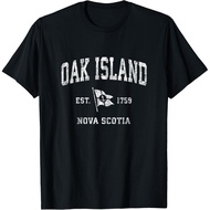 Oak Island Canada Vintage Nautical Boat Anchor Flag Sports Gift T-Shirt
