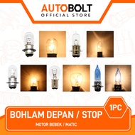 Bohlam Lampu Depan Stop Motor Bebek Matic 35-25 Watt W 12V Halogen Rem Honda Grand Supra X 125-Fit Beat FI F1 Street Pop Vario 110 125 150 Jupiter MX Z F1ZR Vega R ZR RR Blade Revo Absolute Satria Smash Scoopy Spacy Mio Soul Sporty M3 Z-S X-Ride Soul GT