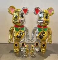 Bearbrick 招財貓 鴛鴦3代色 金銀招財貓 《金千萬兩 x 銀開運》  400%+100%