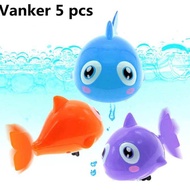 Vanker 5x Cute Swim Shark Wound-up Chain Clockwork Baby Kid Bathing Toy For Bathroom Gift