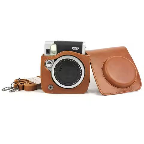 Vintage PU Camera Case Bag Pouch Cover Protector with Strap for Fujifilm Instax Mini 90 Instant Film