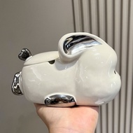 Light Luxury Ceramic Ashtray High-value Creative Cute Rabbit Ashtray with Lid Household Goods Anti-flying Ashtray