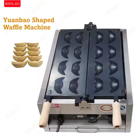 XEOLEO Electric YuanBao Waffle Maker 2000W YuanBao Shape Waffle Maker Machine Baking and Dessert Mak