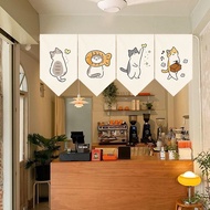 Short Curtain Door Curtain Cartoon Cat Living Room Door Curtain Partition Curtain Fabric Half Curtain Decorative Pennant Curtain Velcro