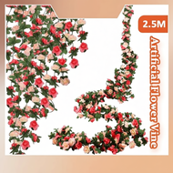 【2.5M 】Flower Garland Flower Vines Artificial Rose Ivy Vines Hanging Wall Decor Garlands for Wedding