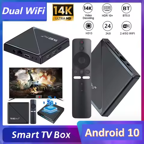 Android 10 Smart TV Box 14K 2.4G/5G Dual WiFi Media Player with Remote Set Top Box Allwinner H313 An