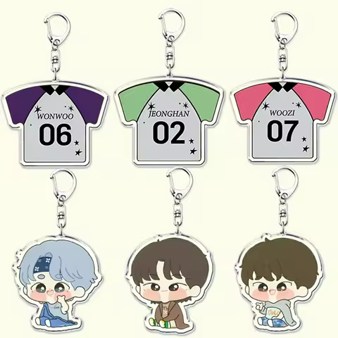 Cute Korean Fashion Kpop Boys Band Keychains Hoshi Mingyu Wonwoo Keyrings for Accessories Bag Key Ch