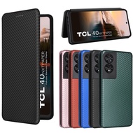For TCL 40 NXTpaper 4G Case Luxury Flip Carbon Fiber Skin Magnetic Adsorption Case For TCL 40 NXTpap