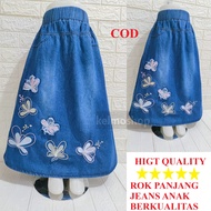 rok panjang jeans anak tanggung motif bunga 4-13th/ rok panjang /fashionshop95