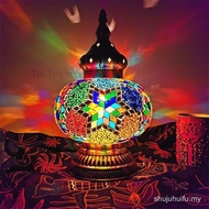 18cm Turkish Table Lamp Vintage Art Deco Handcrafted Glass Mosaic Romantic Bed Light Lamparas S3UV X