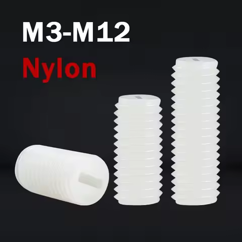M3 M4 M5 M6 M8 M10 M12 Plastic White Nylon Set Screws Slotted Screw Flat-Tip Headless Metric Thread 