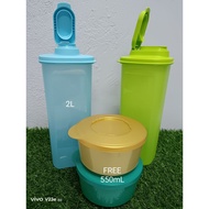 TUPPERWARE GEN2 FRIDGE WATER BOTTLE(2) 2LITRE FREE 2PCS ILLUMINA BOWL 550ML