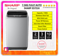 Sharp Fully Auto Washing Machine ES721X (7.5kg) / ES821X (8.5kg) / ES921X (9.5kg) Mesin Basuh