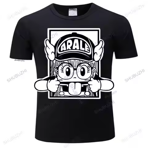 Online Arale Cartoon tshirt Custom Cotton Short Sleeve Male Small Size Black Tees Shirt many color t