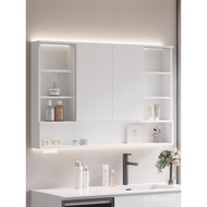 Hidden Mirror Cabinet Folding Feng Shui Mirror Smart Bathroom Mirror Wall-Mounted Bathroom Mirror Cabinet with Light