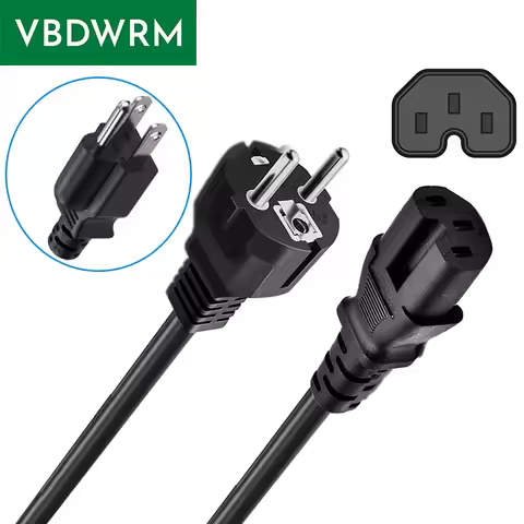 US/EU Plug to C15 Power Cord IEC 60320 C15 Power Cable NEMA 5-15P/Europe CEE7/7 EU Schuko Power Plug