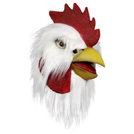 【The-Best】 Rooster Chicken Halloween Novelty Costume Party Latex Animal Rooster Cosplay Props White