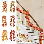 EXPEN Red Autumn Maple Leaves, Creative 1.7m Artificial Maple Garland, Hanging Vine Realistic Silk M