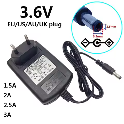 3.6V 1.5A 2A 2.5A 3A AC DC Power Adapter Adaptor Supply 5.5*2.5mm 3.6 Volt Converter Switching EU US