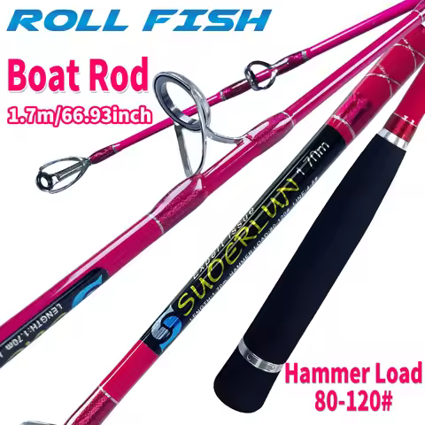 ROLLFISH Spinning Ocean Boat Rod Carbon Fiber Saltwater Lure 2 Sections 1.7M/5.57FT for Bass Fishing