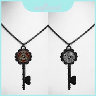 Hecate Style Gothic Moon Goddess Necklace With Black Glass Key For Female Fashion