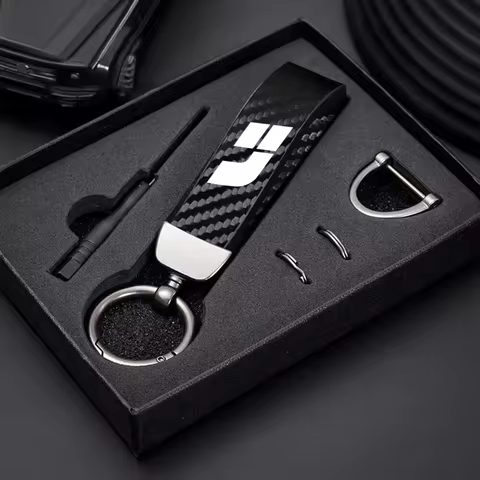 Car Carbon Fiber Leather Keychain Horseshoe Buckle Jewelry For Lixiang LEADING IDEAL L6 L7 L8 L9 Li 