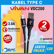 2 Meter Type C Fast Charging 3A Data Charger Cable - 2M 2Meter Carjer Charger Cable Tepsi Type C [Vi