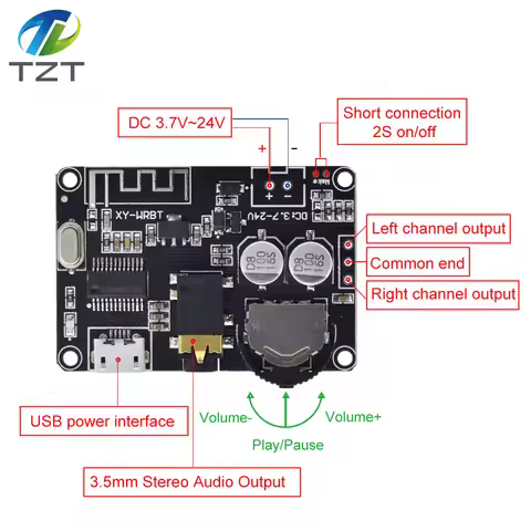Bluetooth 5.0 Stereo MP3 Lossless Audio Module Wide Voltage Voltage Adjustable Speaker Power Amplifi