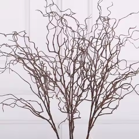 120cm Length Artificial Willow Branch 4-Fork Realistic Design Simulation Tree Branch Soft Texture Cu