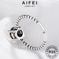 AIFEI JEWELRY Sterling Perempuan Vintage For Perak Women Ring Agate Accessories Adjustable Korean Silver 純銀戒指 Cincin 925 Original R1545