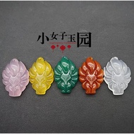 White Chalcedony Nine-Tailed Fox Pendant Chalcedony Agate Nine-Tailed Fox Pendant Multicolor Jade Ni