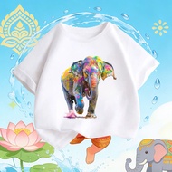 COD Songkran Children's T-Shirt Bright Elephant Pattern S-5XL Shirt S-5XL Size S-5XL