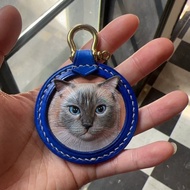 帶有寵物肖像的皮革鑰匙圈、鑰匙圈、狗、寵物、客製訂單、寵物用品、鑰匙圈、貓、個人化、寵物、皮革、寵物、貓