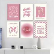 Aesthetic bedroom wall decoration pop art pink wall Poster bauhaus quotes Display Walldecor Decorati