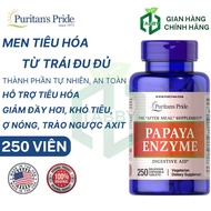 Men hỗ trợ tiêu hóa giảm đầy hơi khó tiêu Puritans Pride Papaya Enzyme 250 viên - Hàng chính h