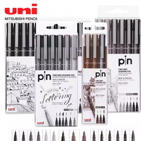 Uni Pin-200 Fineliner Drawing Pen 3/6/12pc Set Sketching Set Waterproof Needle Gel Pens 0.25-0.94mm 
