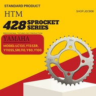 HTM 428 RXZ Y125Z Y125ZR LC135 SRL110 Y110 Y100 Y80 REAR SPOCKET STEEL CHROME YTZ5 YTZ5S YTZ6V YTZ7S