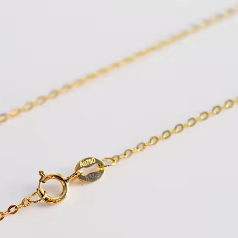18K Au750 Gold O-Link Clavicle Necklace Women High Luster Chain Minimalist Layering Jewelry Containi