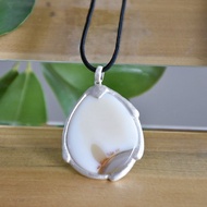 原創手工純銀鑲嵌海洋玉髓配繩意境吊墜